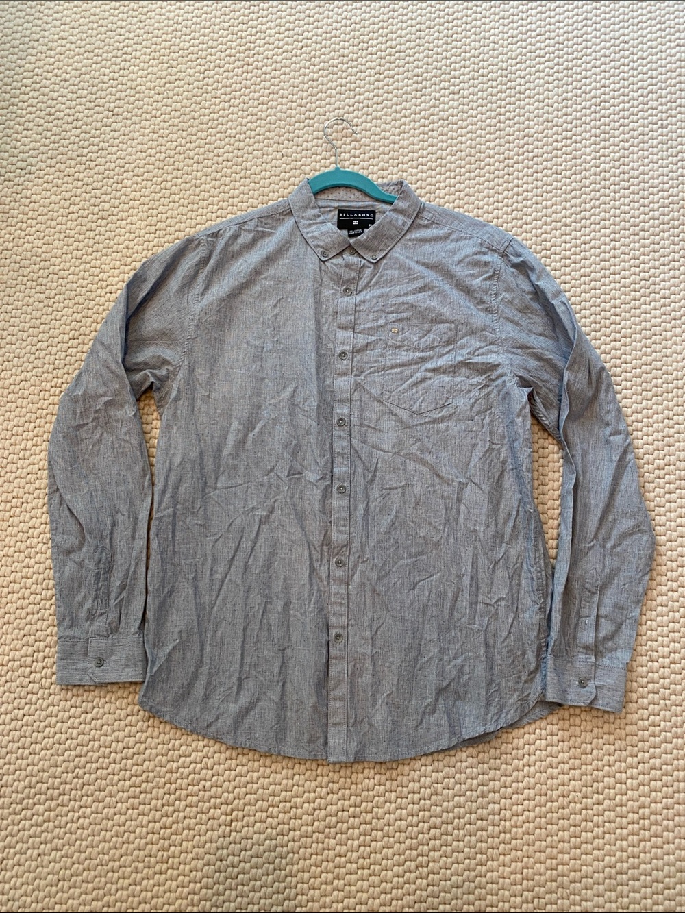 Billabong Men’s Blue Grey Chambray Lightweight Button-Down Long Sleeve Size XL